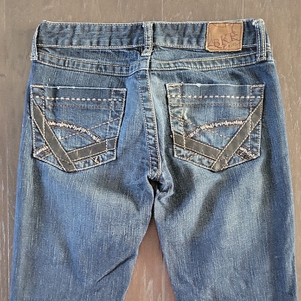 BKE Blue Boot Cut Jeans with Decorative Stitching